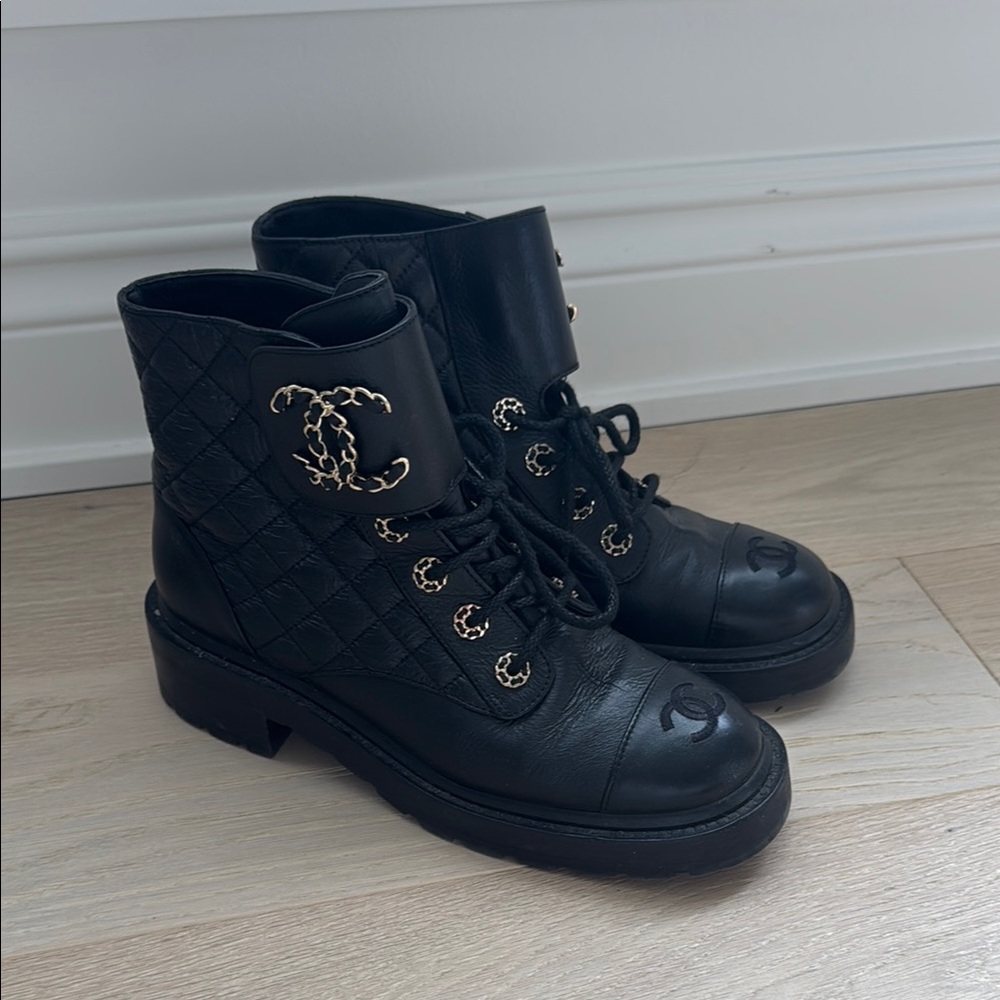 Chanel Black Quilted Leather Ankle Boots